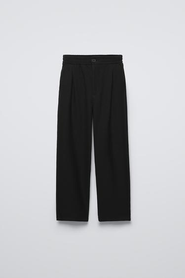 Zara PLEATED PANTS - Black