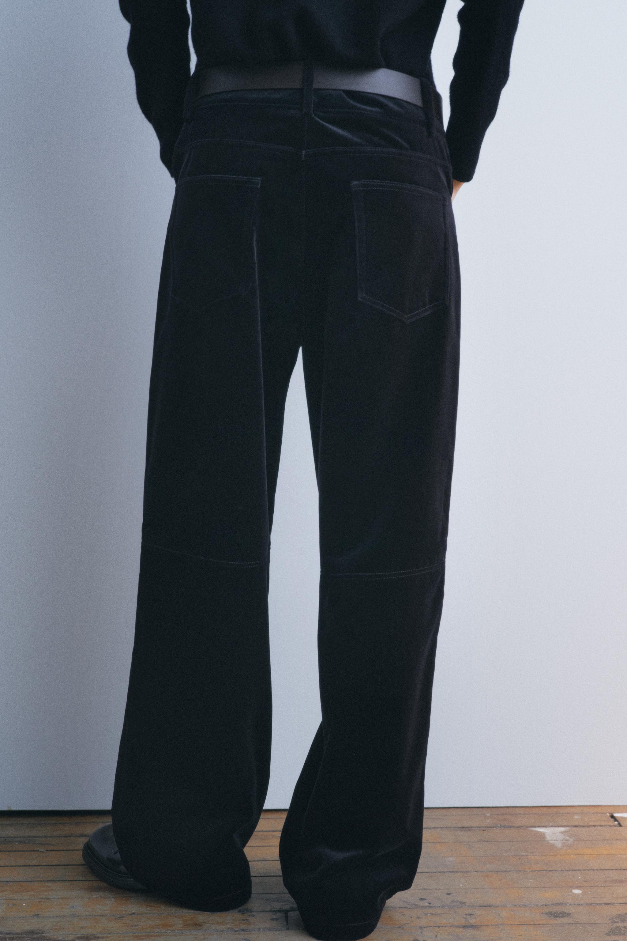 STRAIGHT LEG VELVET PANTS ZW COLLECTION - Black | ZARA