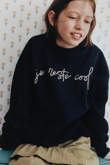 SUDADERA BORDADA BRILLOS - Marino de Zara