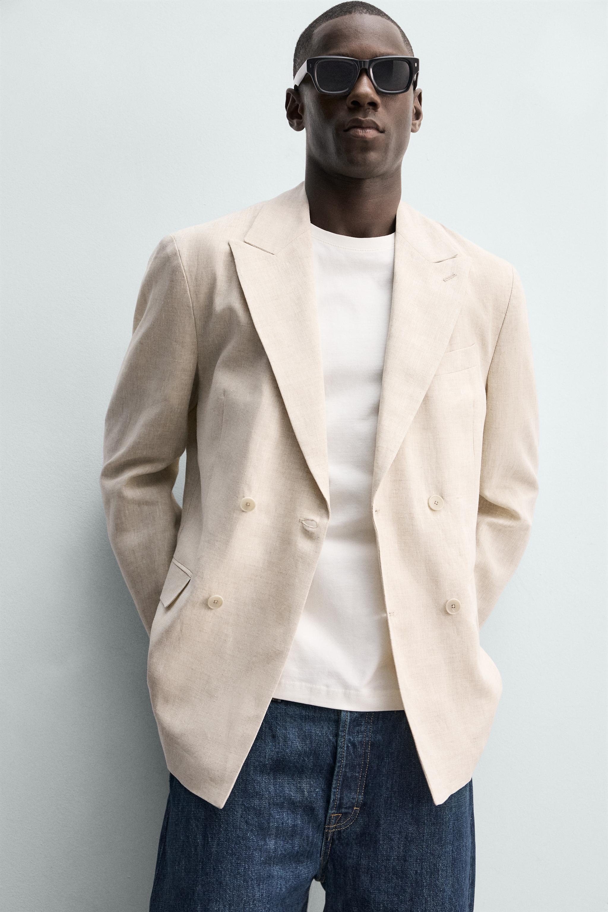 VESTE À BOUTONNAGE CROISÉ 100 % LIN