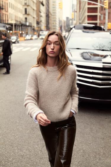 سترة من الصوف والألبكة - رملي /فيجوريه الخاص بـ Zara