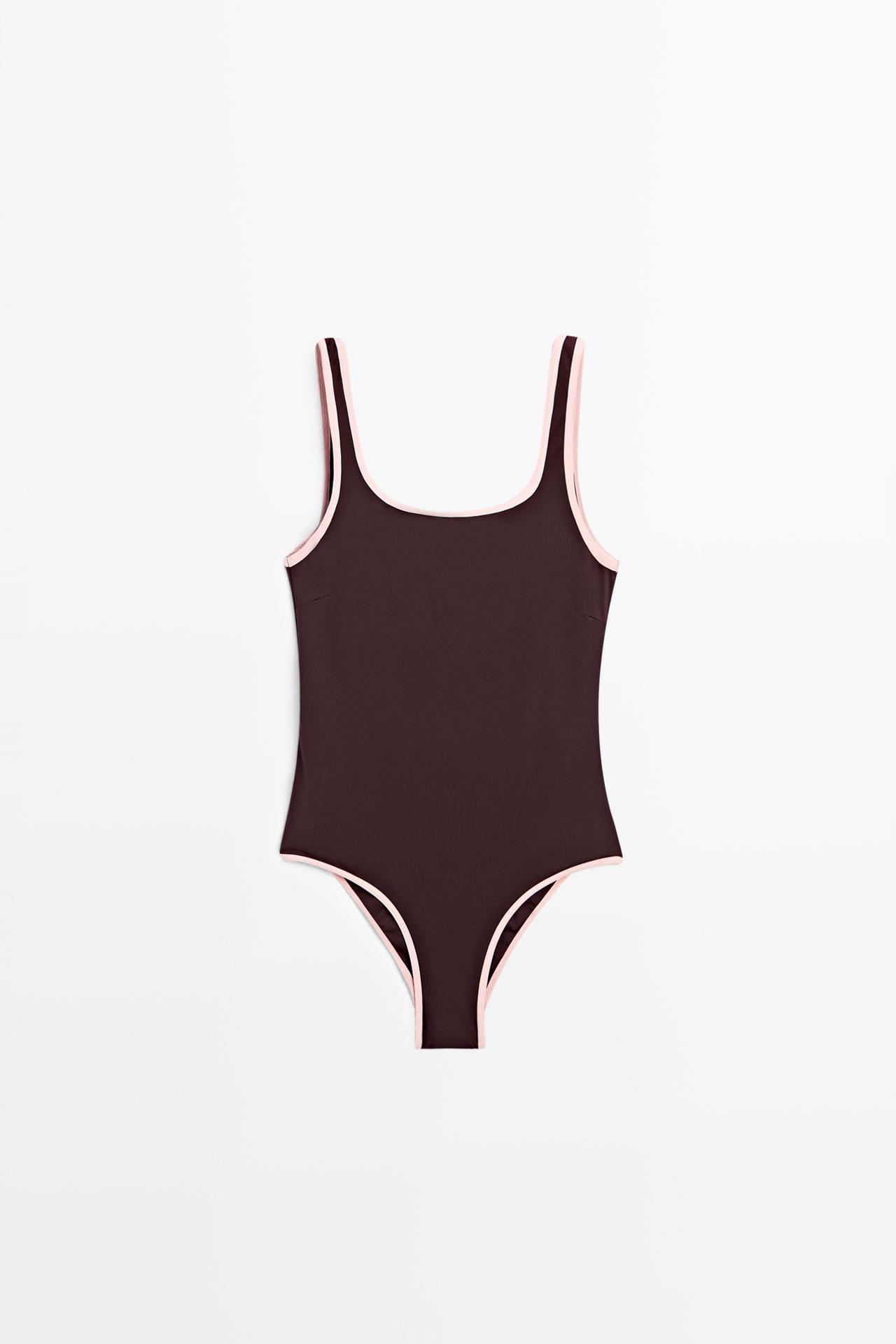 Contrast plain swimsuit — 142