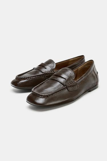 MOCASSINS EN CUIR SOFT - Marron chocolat de Zara - Image 4