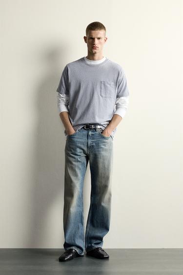Zaras JEANS LOOSE FIT - Blå/grön