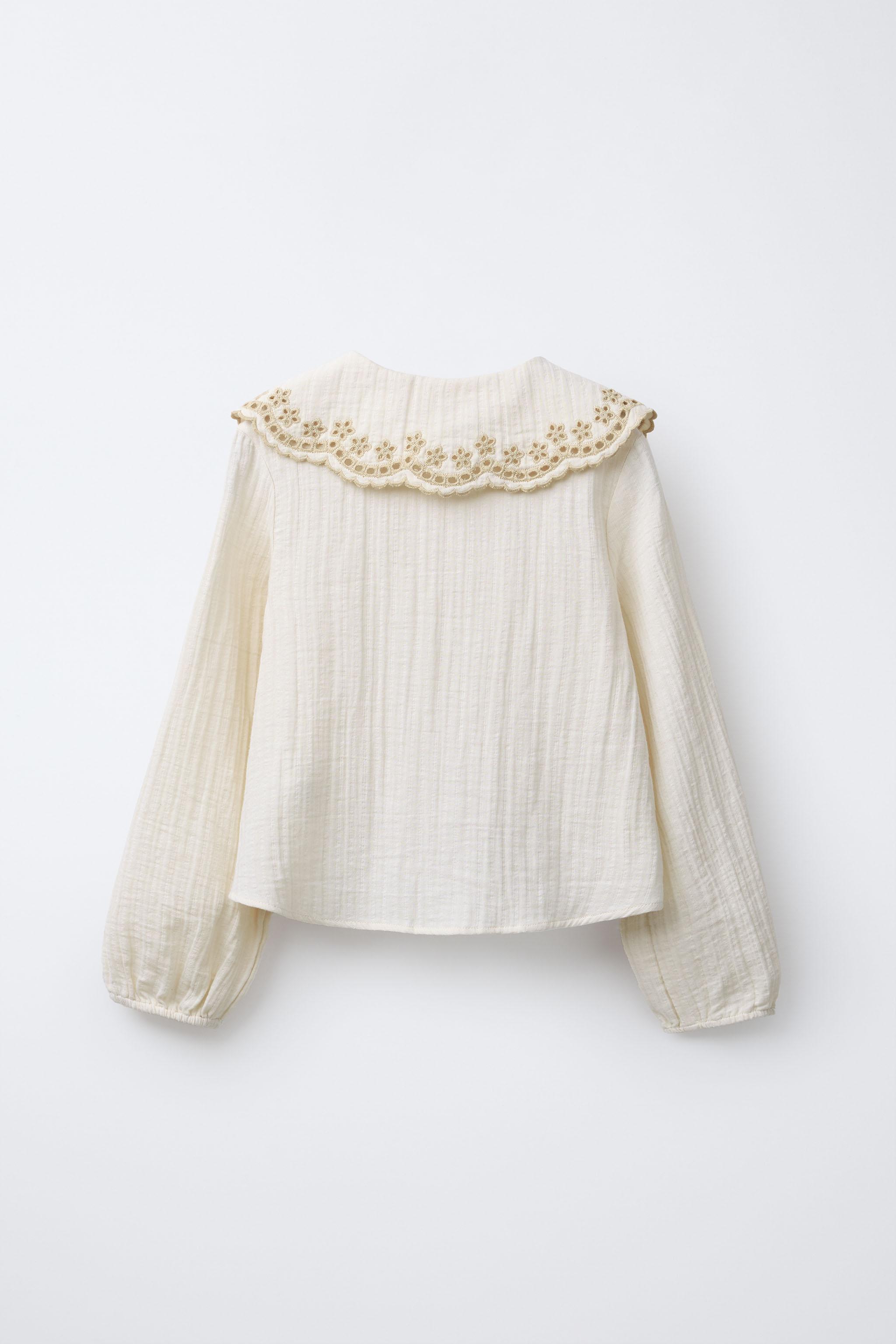 EMBROIDERED PETER PAN COLLAR SHIRT