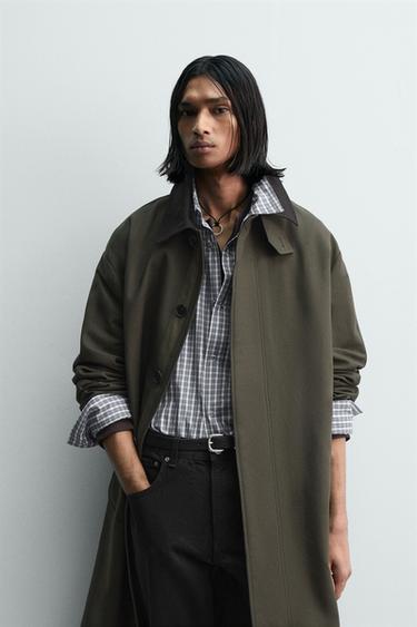 CONTRAST COLLAR TRENCH COAT LIMITED EDITION - Dark green by Zara