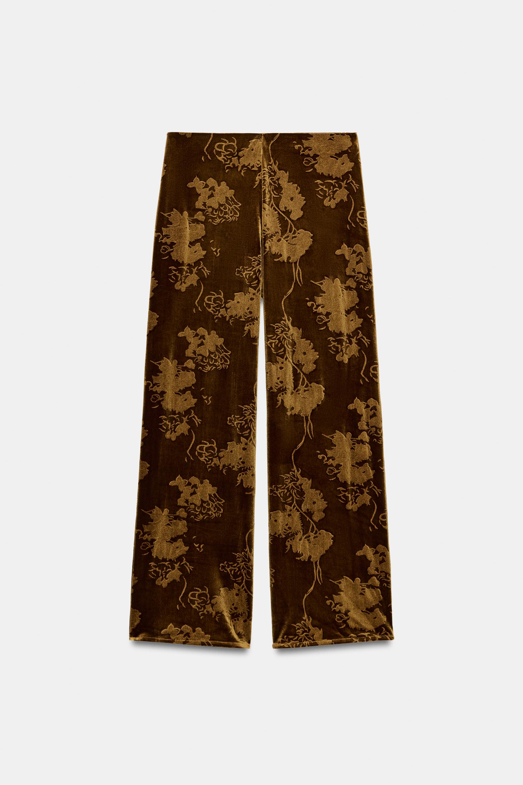 Zara Desenli Kadife Pantolon görsel 6