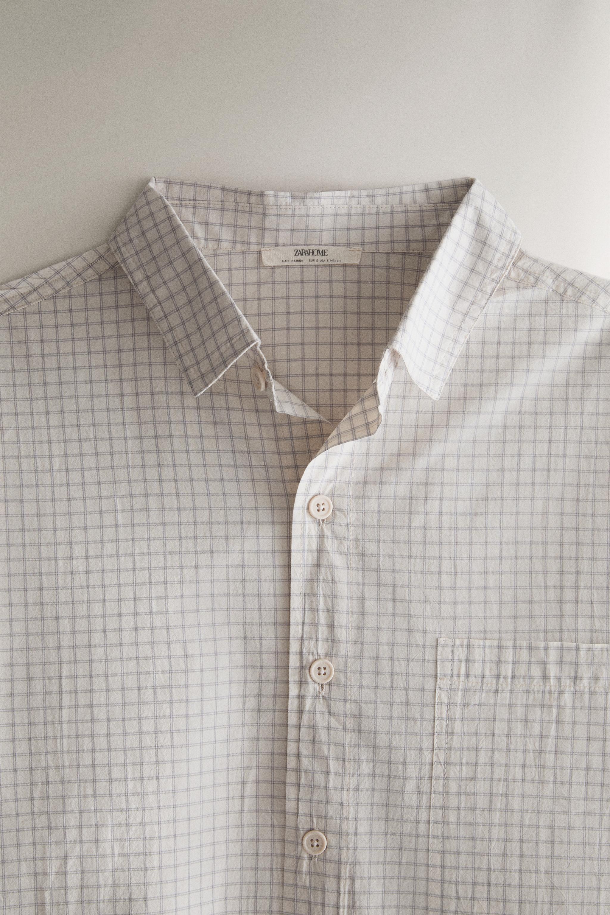 PLAID COTTON SHIRT — Ecru