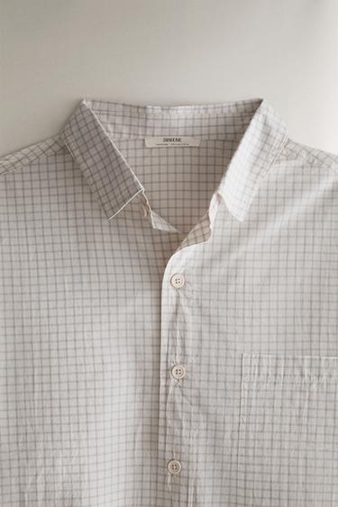 CHECKED COTTON SHIRT — Ecru 2