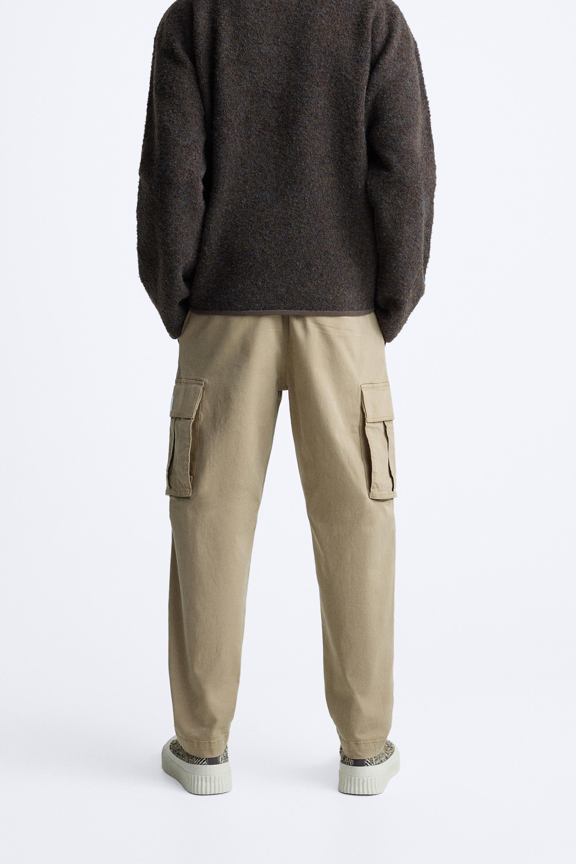 RELAXED FIT CARGO PANTS - taupe brown