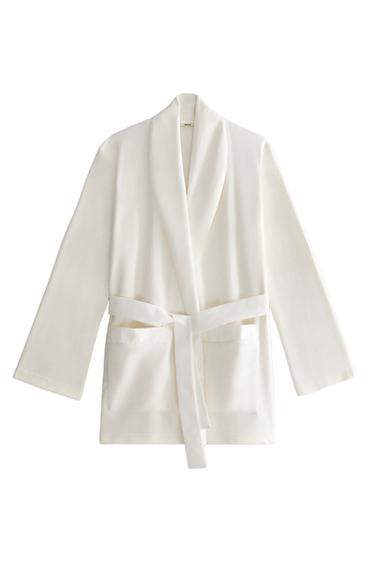 Zara SHORT FLEECE DRESSING GOWN - 磨白色