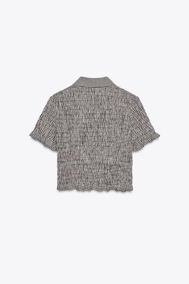 CROPPED GINGHAM SHIRT - Dark brown by Zara - Image 5