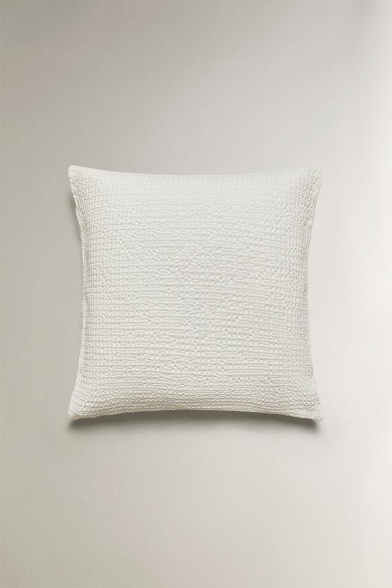 Zara WAFFLE-KNIT THROW PILLOW COVER - White - Image 0