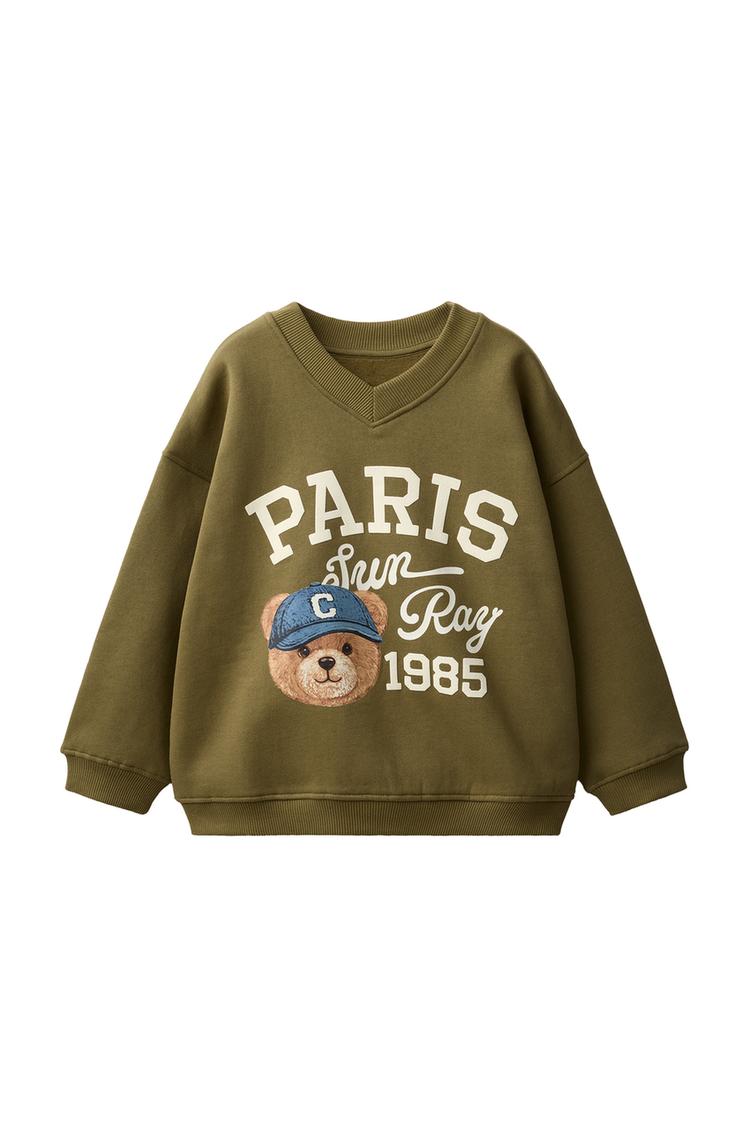 SUDADERA ESTAMPADO OSO Y TEXTO