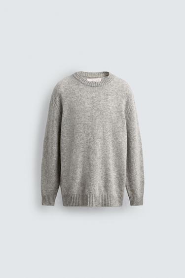 PULOVËR REGULAR FIT 100% LESH - Gri me cirka nga Zara