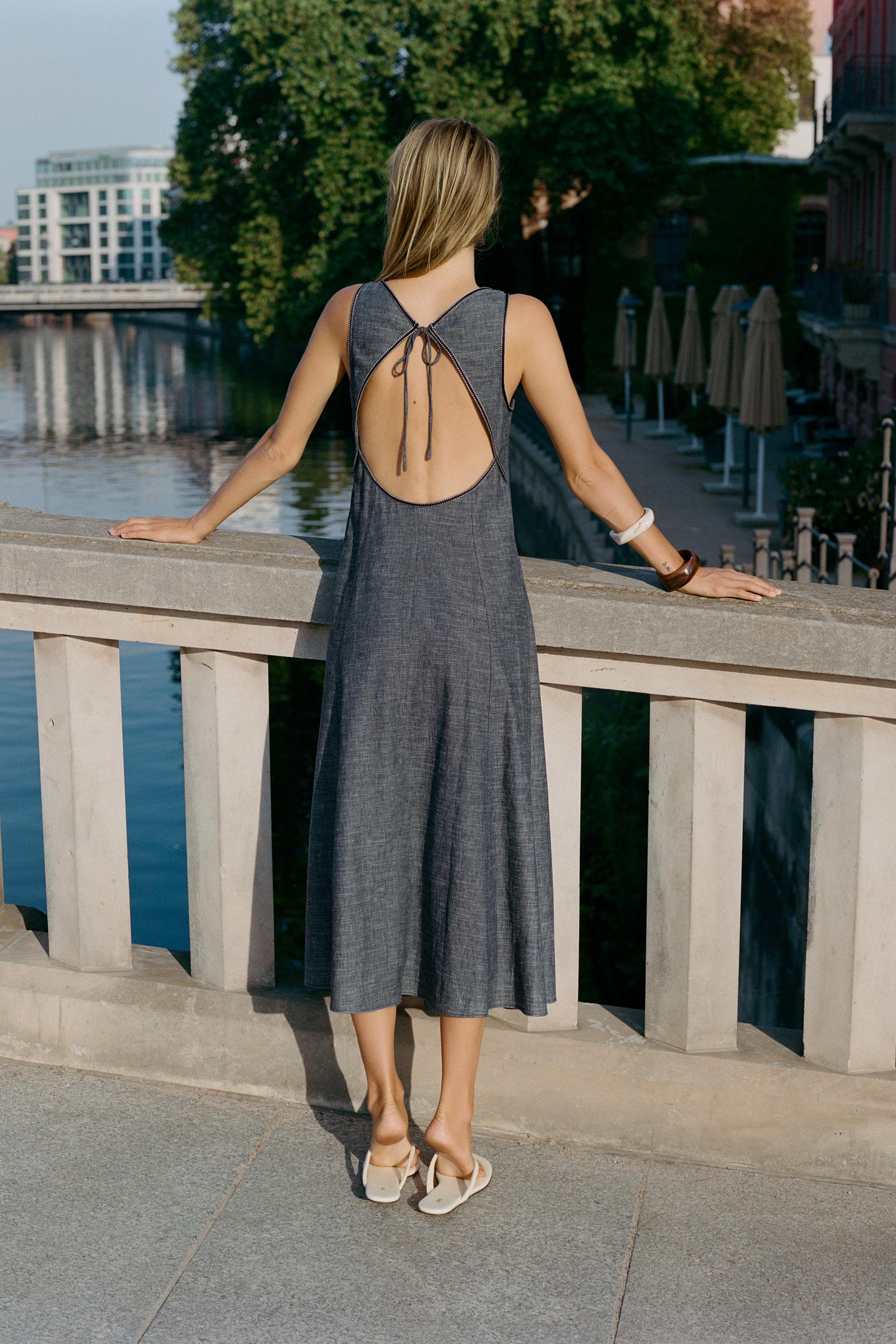 Женские платья Zara OPEN BACK MIDI DRESS — фото 5