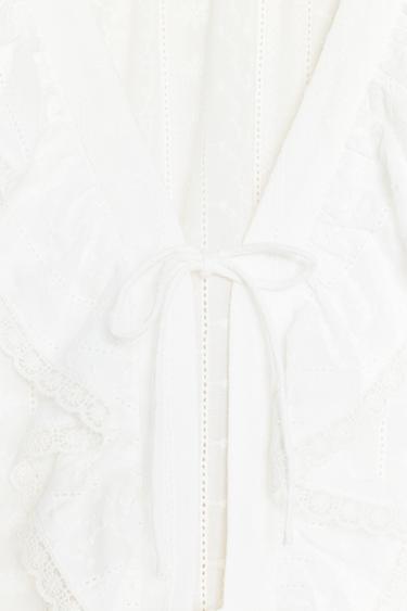 CHEMISE BRODÉE PERFORÉE À VOLANTS - Blanc de Zara - Image 3
