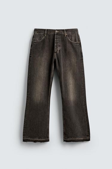 RELAXED FLARE FIT JEANS - Brown by Zara