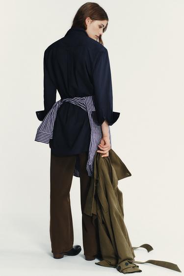 CHEMISE EN POPELINE AVEC ÉPAULETTES - Bleu marine de Zara - Image 4
