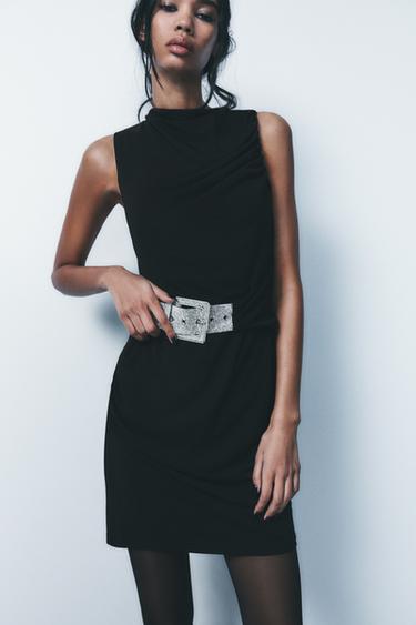DRAPED DRESS WITH BELT - Black by Zara