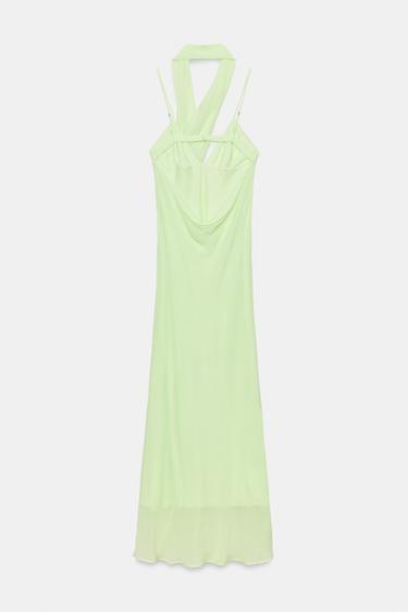 LONG GEORGETTE DRESS WITH SCARF STRAPS - Lime by Zara - Image 6