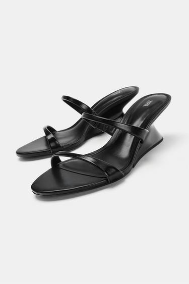 MULES COMPENSÉES EN CUIR - Noir de Zara - Image 3