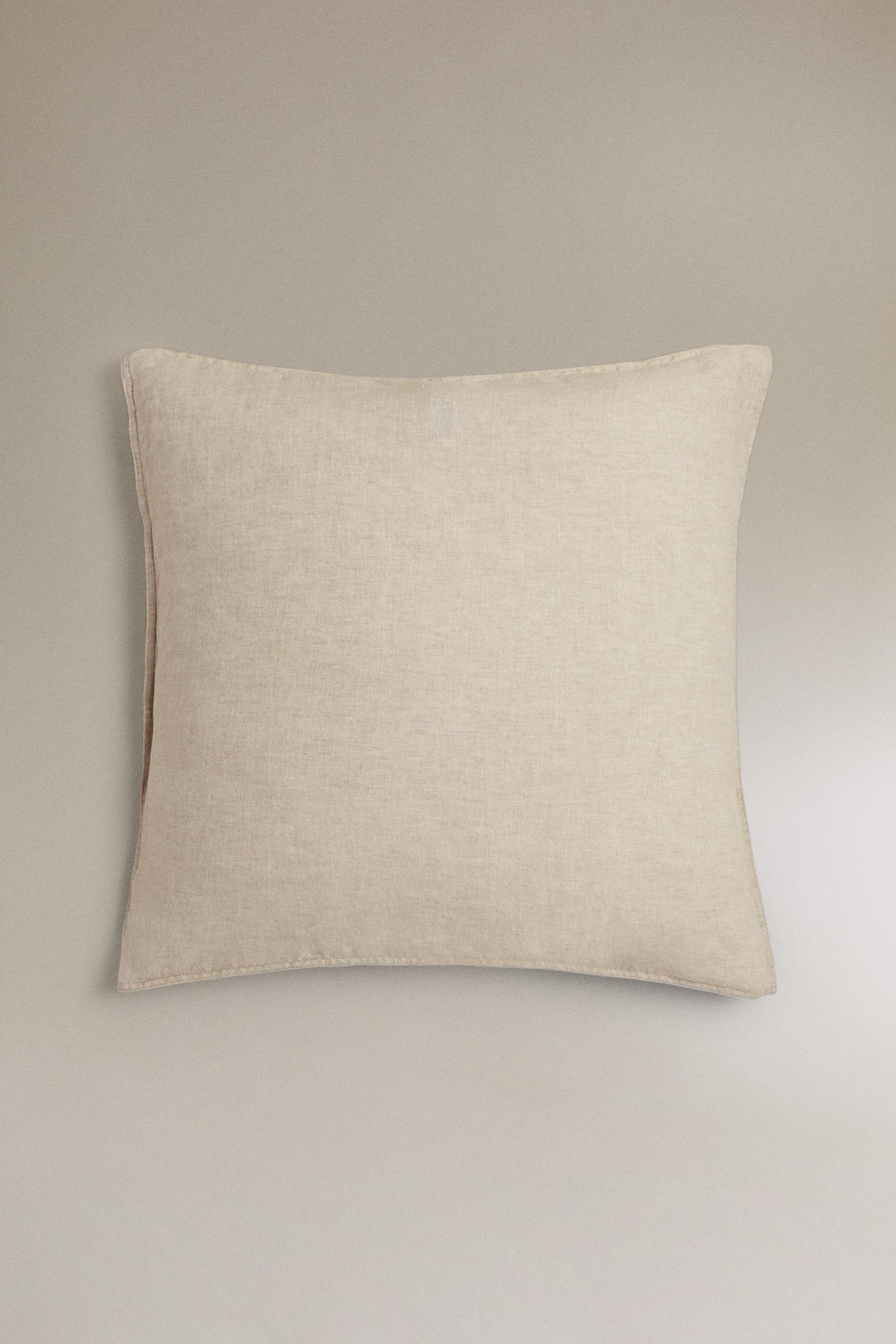 WASHED LINEN PILLOWCASE (160 GxM²) — Light beige