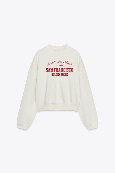 Zara TEXT SWEATSHIRT - Ecru