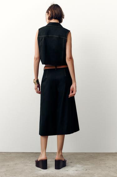 STRAIGHT WAISTCOAT WITH CONTRAST STITCHING - Black by Zara - Image 4