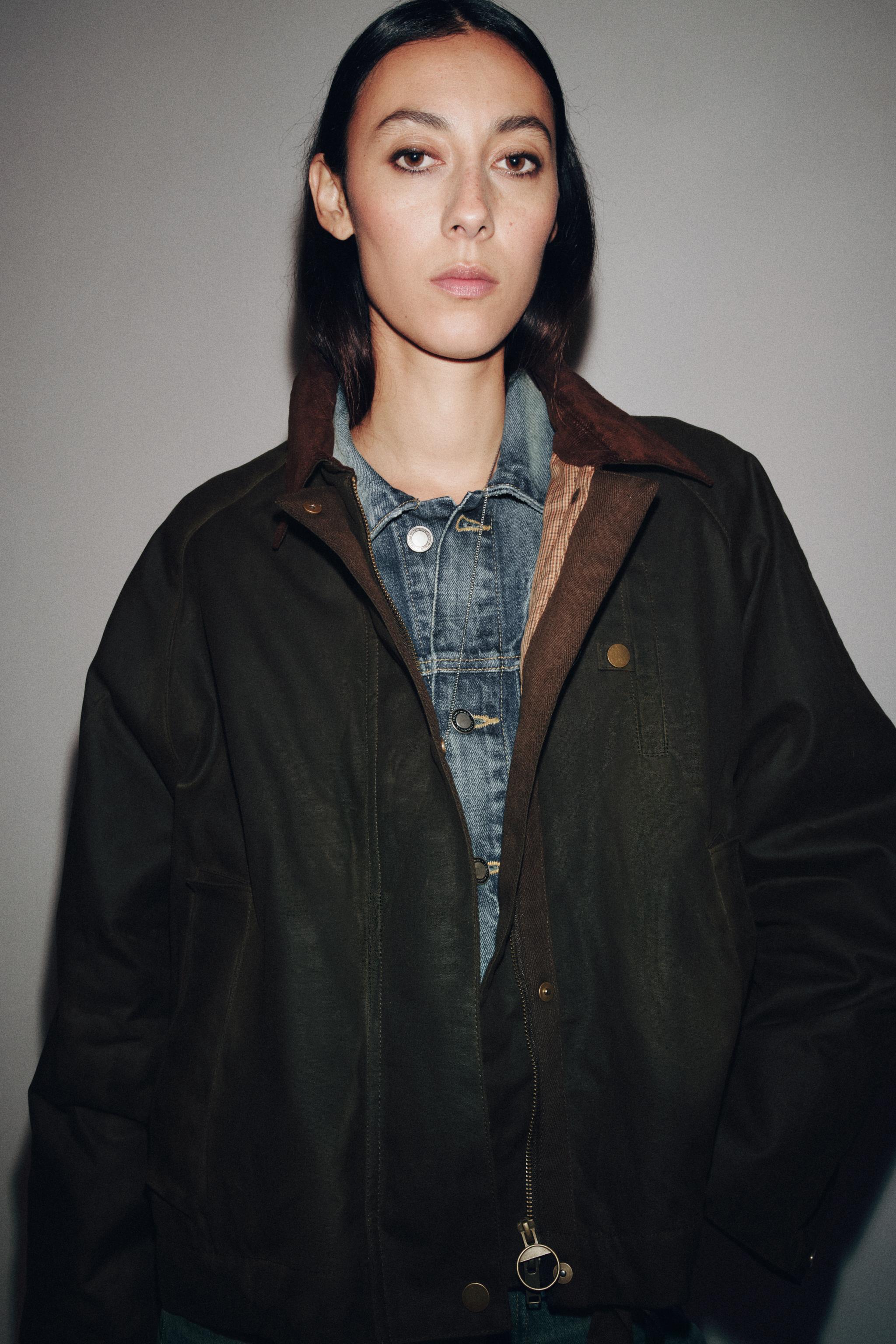 コントラストカラーネック ワックス ジャケット ZW COLLECTION