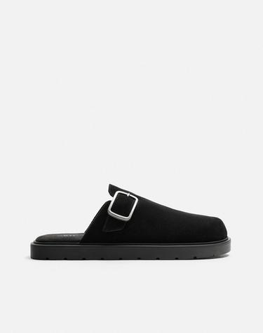 LEATHER BUCKLE CLOGS - Black by Zara