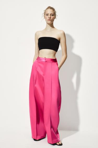 SATIN BALLOON TROUSERS - Fuchsia by Zara - Image 0