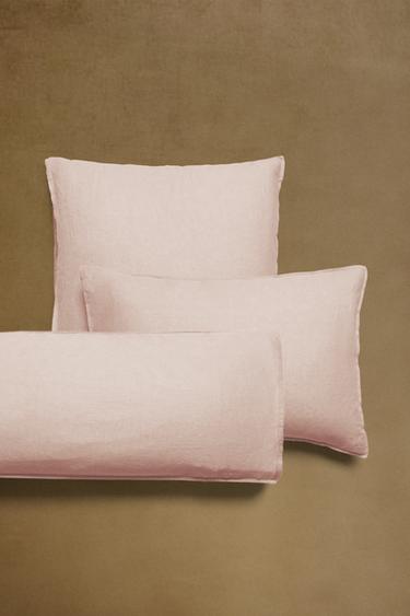 WASHED LINEN PILLOWCASE (140 GXM²) - Pale pink by Zara - Image 5