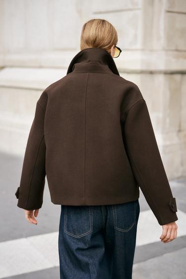 MANTEAU COURT CROISÉ - Marron de Zara - Image 2