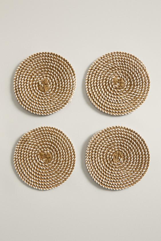PACK OF PAPER COASTERS (PACK OF 4) - camel by Zara - Image 0