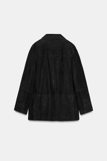 LIMITED EDITION ZW COLLECTION 100% SUEDE OVERSIZE BLAZER - Black by Zara - Image 7