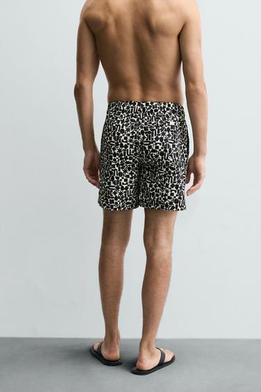 MAILLOT DE BAIN LONG À IMPRIMÉ GÉOMÉTRIQUE - Noir de Zara - Image 2