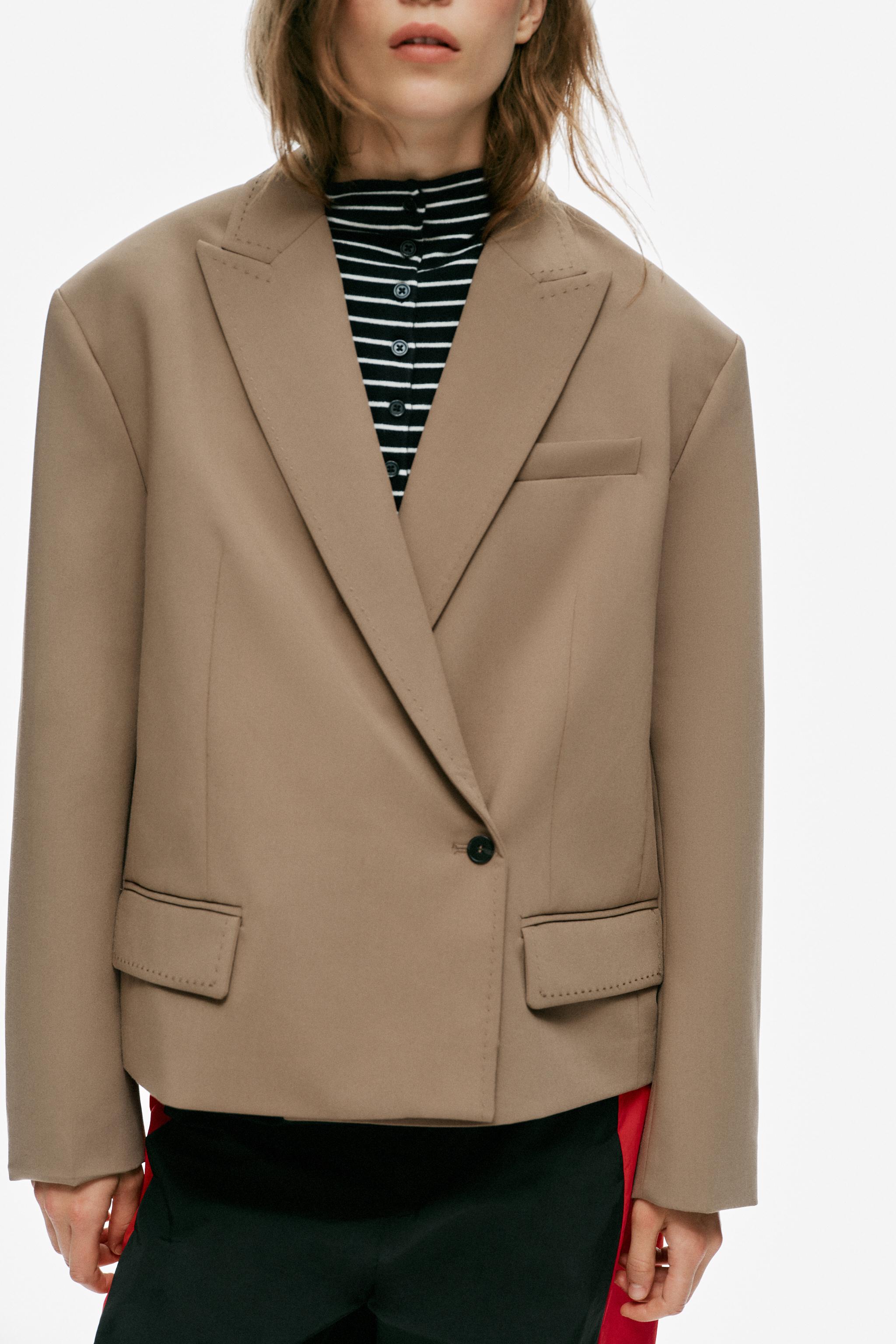 Zara DİKİŞ DETAYLI KISA OVERSIZE BLAZER görsel 4