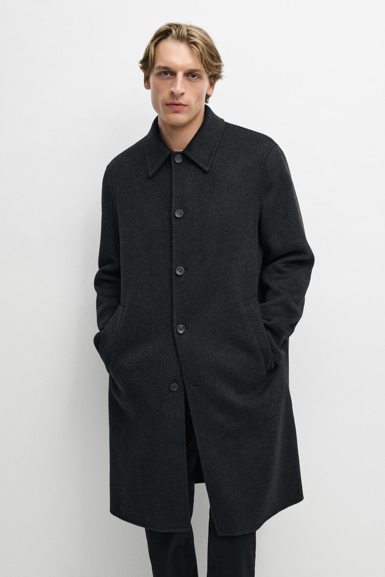 Long wool blend coat — Anthracite Gray