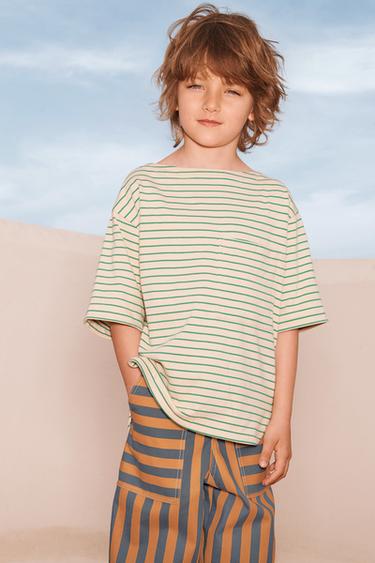 T-SHIRT À RAYURES ET POCHE ÉDITION LIMITÉE - rayures de Zara - Image 1