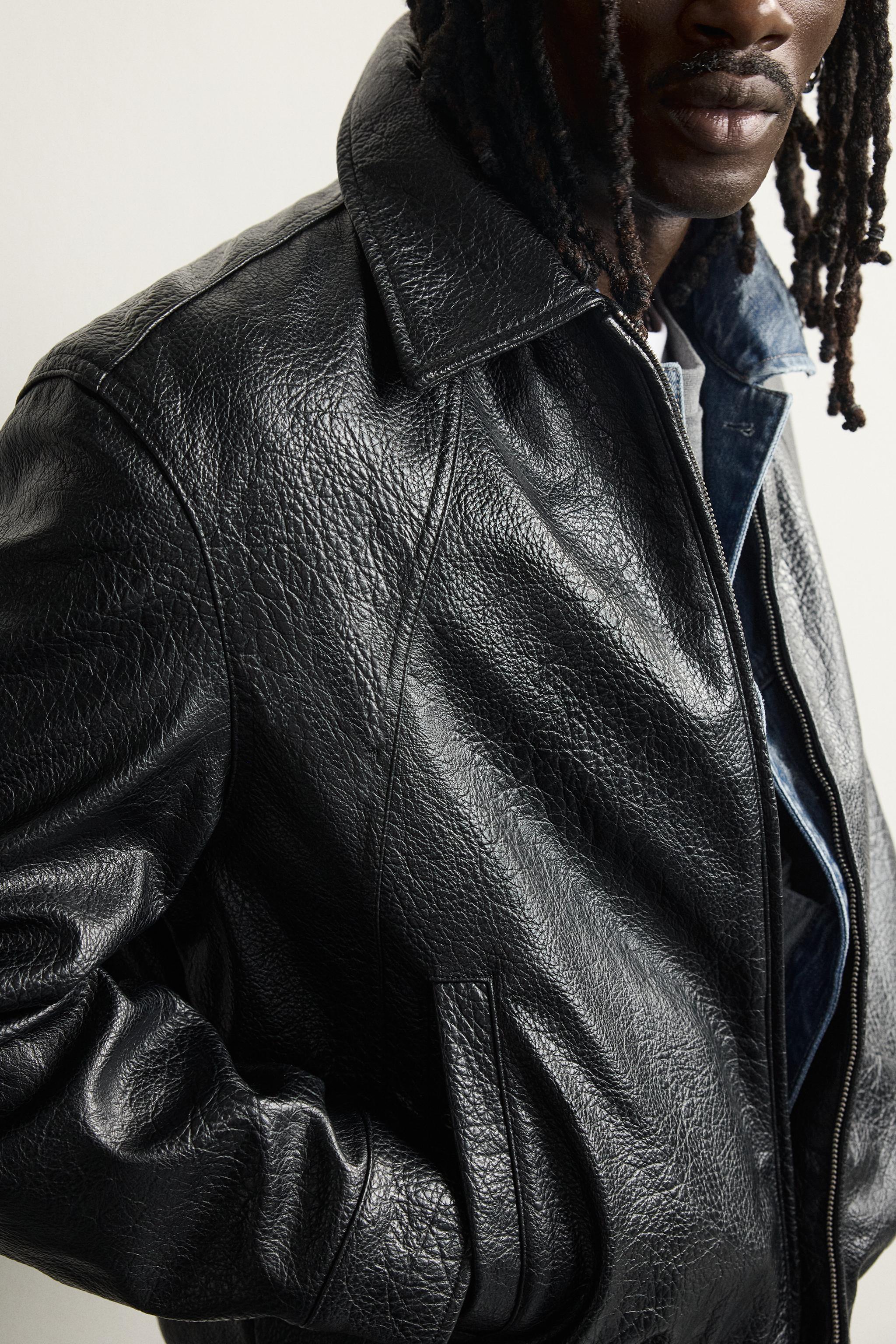 Мужские куртки Zara FAUX LEATHER RELAXED FIT JACKET — фото 6