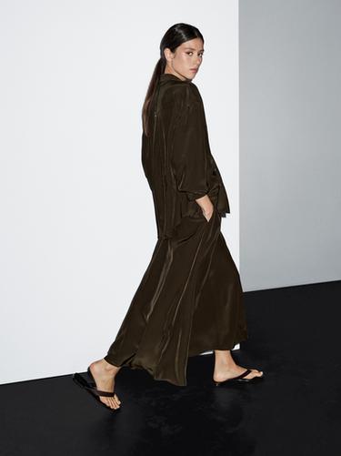 Zara Flowing flared skirt - Chocolate - Image 0