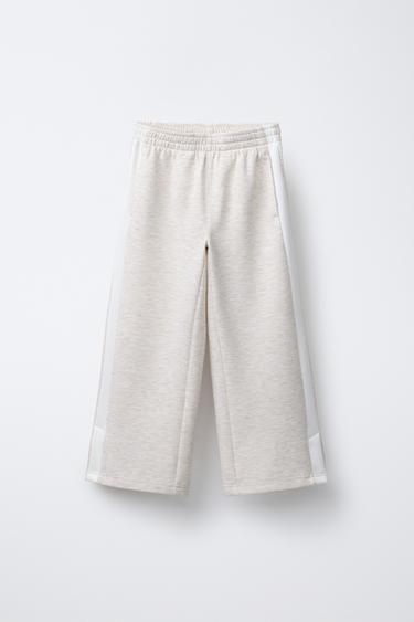 WIDE-LEG TROUSERS WITH SIDE TAPING - Sand / Marl by Zara - Image 0