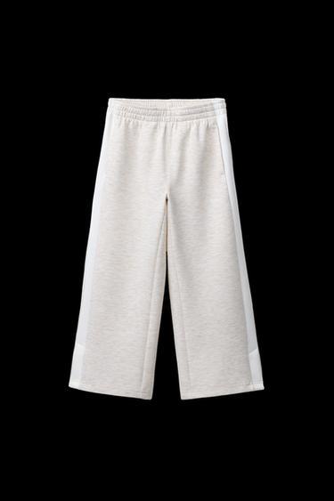 WIDE-LEG TROUSERS WITH SIDE TAPING - Sand / Marl by Zara