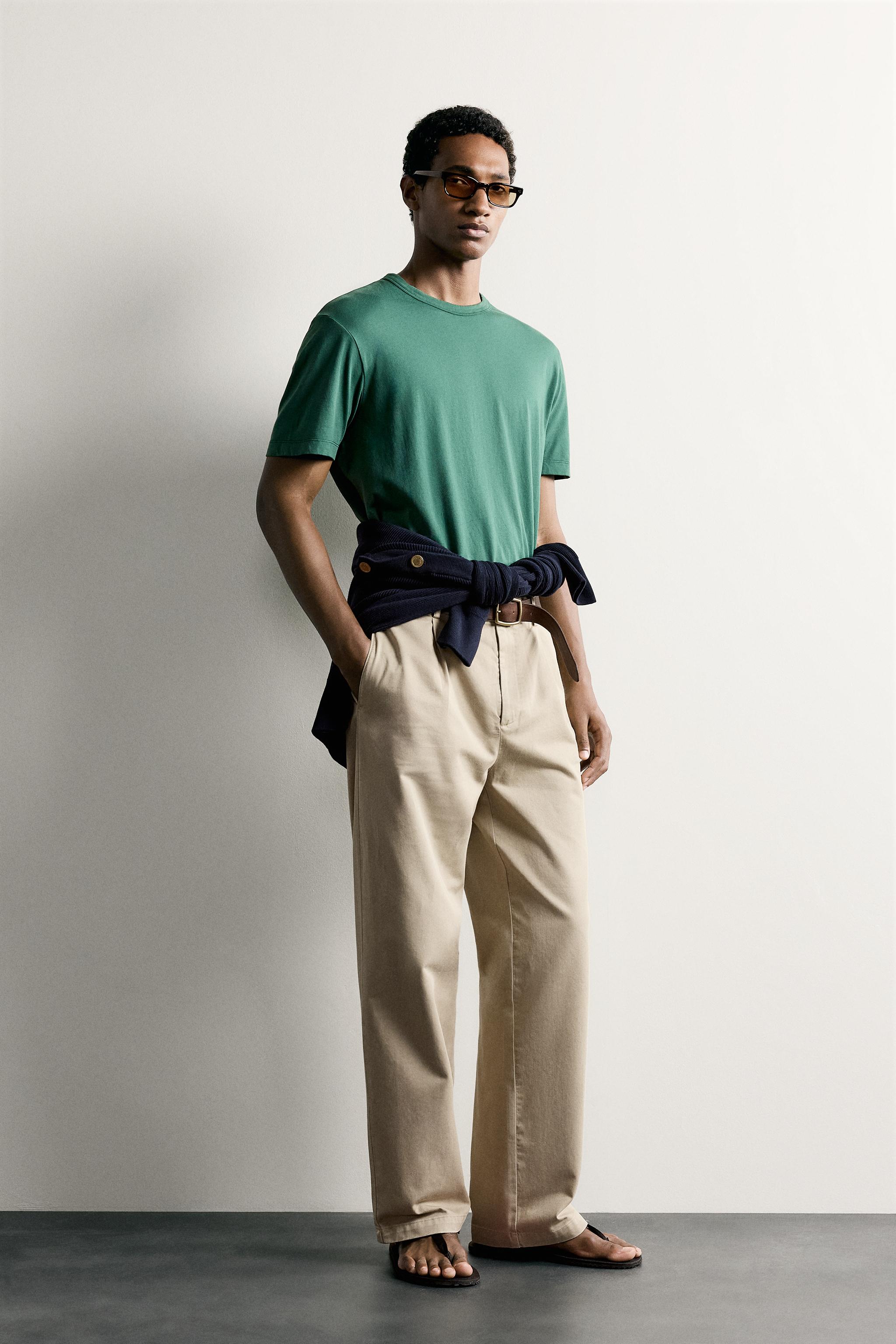 Мужские футболки Zara WASHED REGULAR FIT T-SHIRT — фото 4