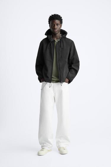 Zara HOODED TECHNICAL JACKET - Black - Image 0