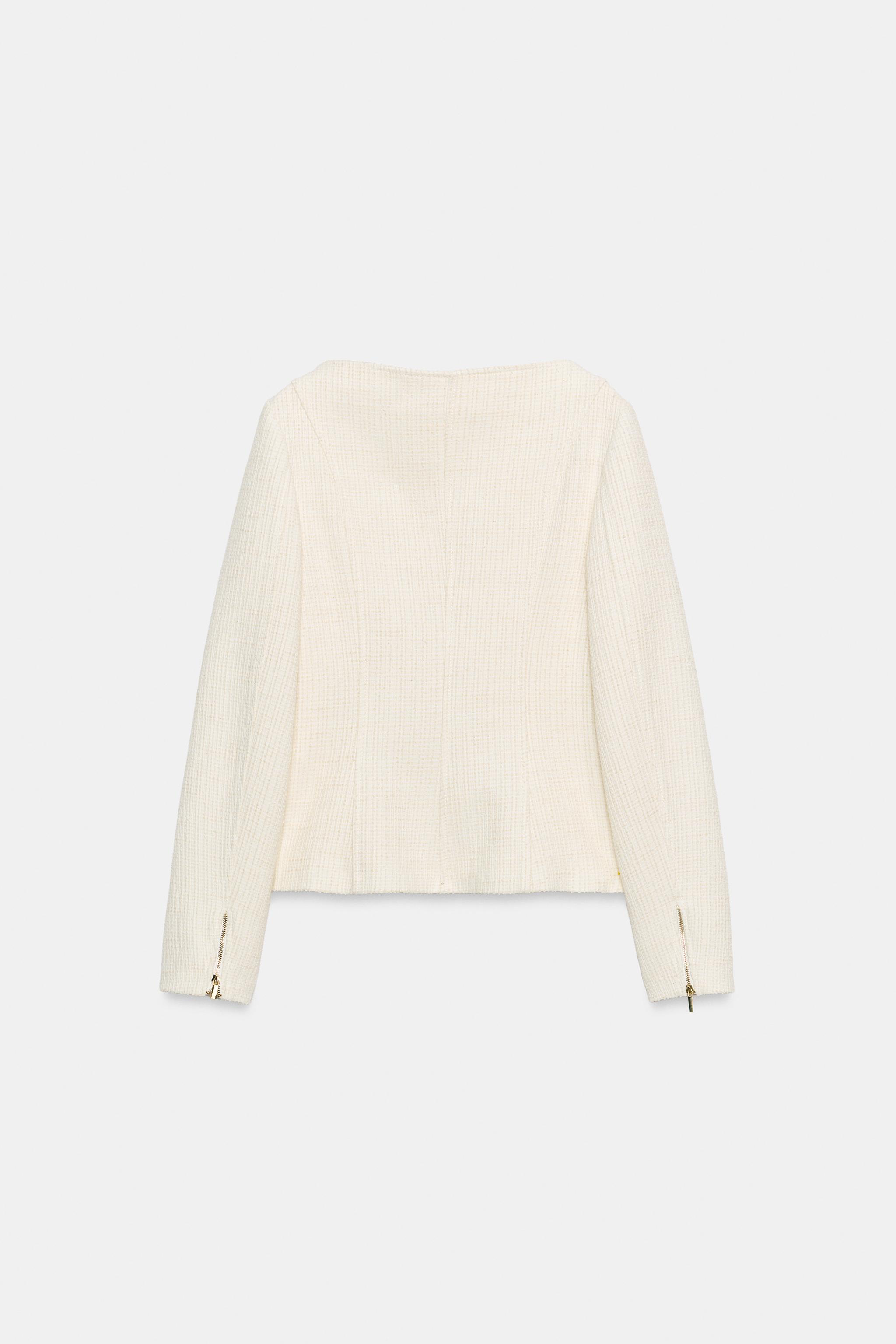 Женские пиджаки Zara STRUCTURED BOAT NECK BLAZER — фото 8