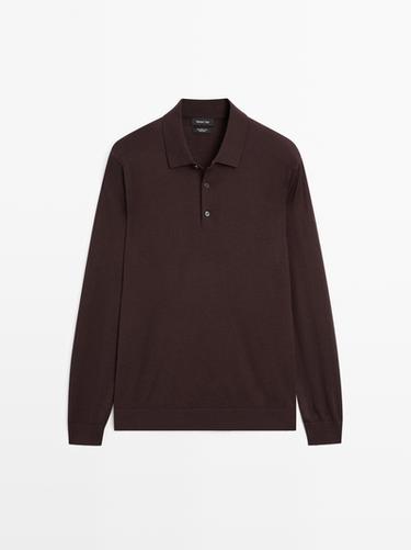 Pull polo en maille 100 % laine mérinos - TYE FUCHSIA de Zara