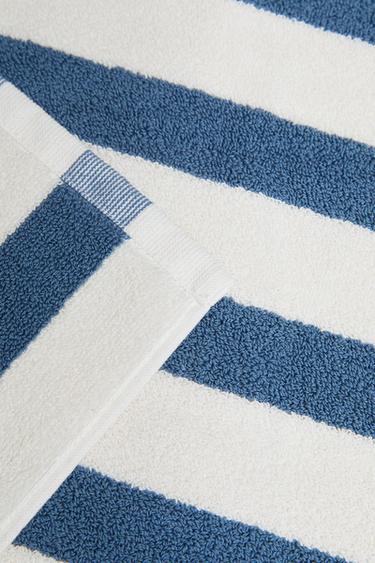 TAPIS DE BAIN RAYURES BICOLORE - Écru / Bleu de Zara - Image 2