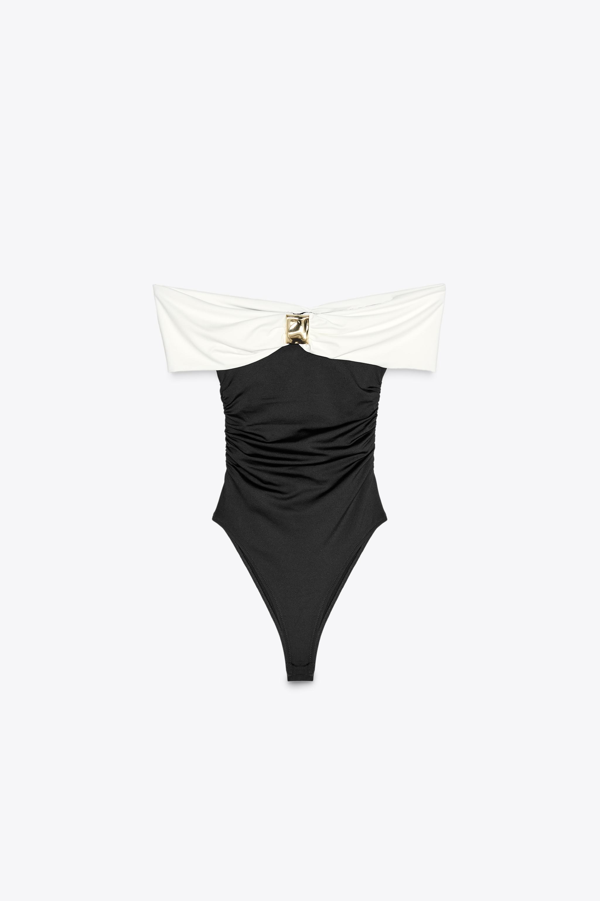 ZARA ポリアミドバンドゥボディスーツ 1026/165 POLYAMIDE BANDEAU BODYSUIT - Black | ZARA United States